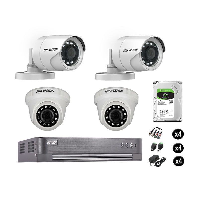 Cámaras Seguridad Hikvision Kit 4 Vigilancia Full Hd 1080P Disco 2Tb Oferta P2P