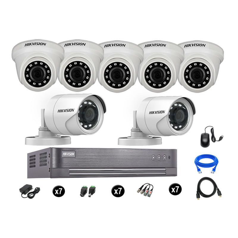 Cámaras Seguridad Hikvision Kit 7 Vigilancia Full Hd 1080P + Cable Hdmi Oferta