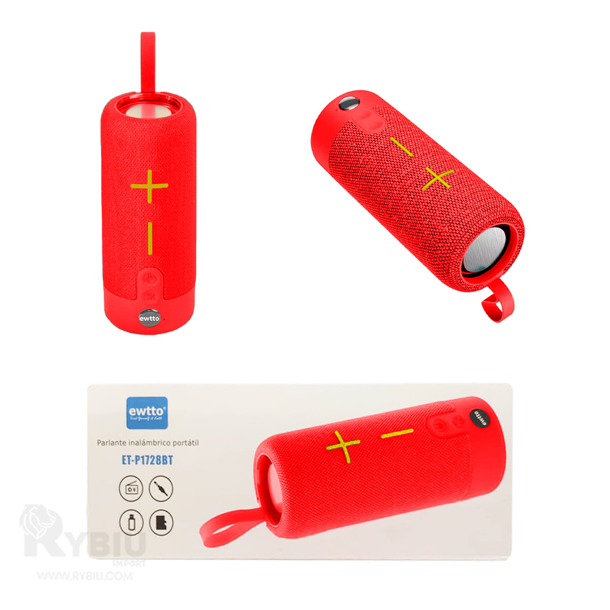 Bocina Bluetooth LED 4 Pulgadas Rojo EWTTO ET-P1728BT