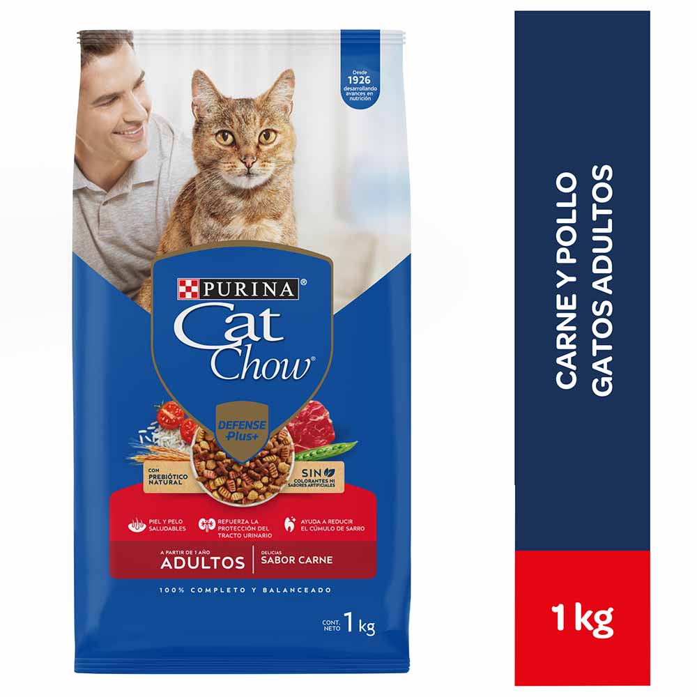 Alimento para Gatos CAT CHOW Adulto Sabor Carne en Bolsa de 1kg