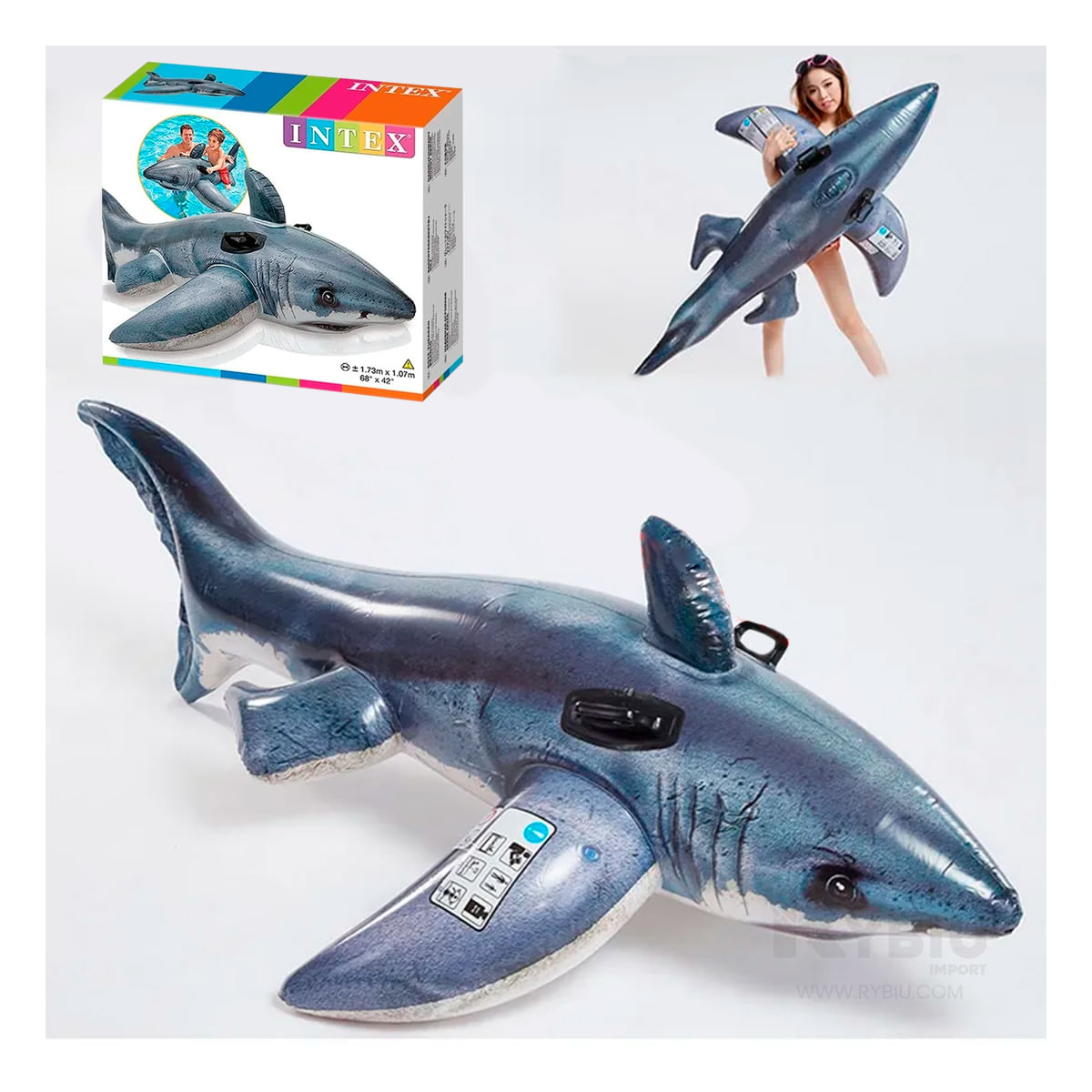 Inflable Flotador Montable Diseño Tiburon