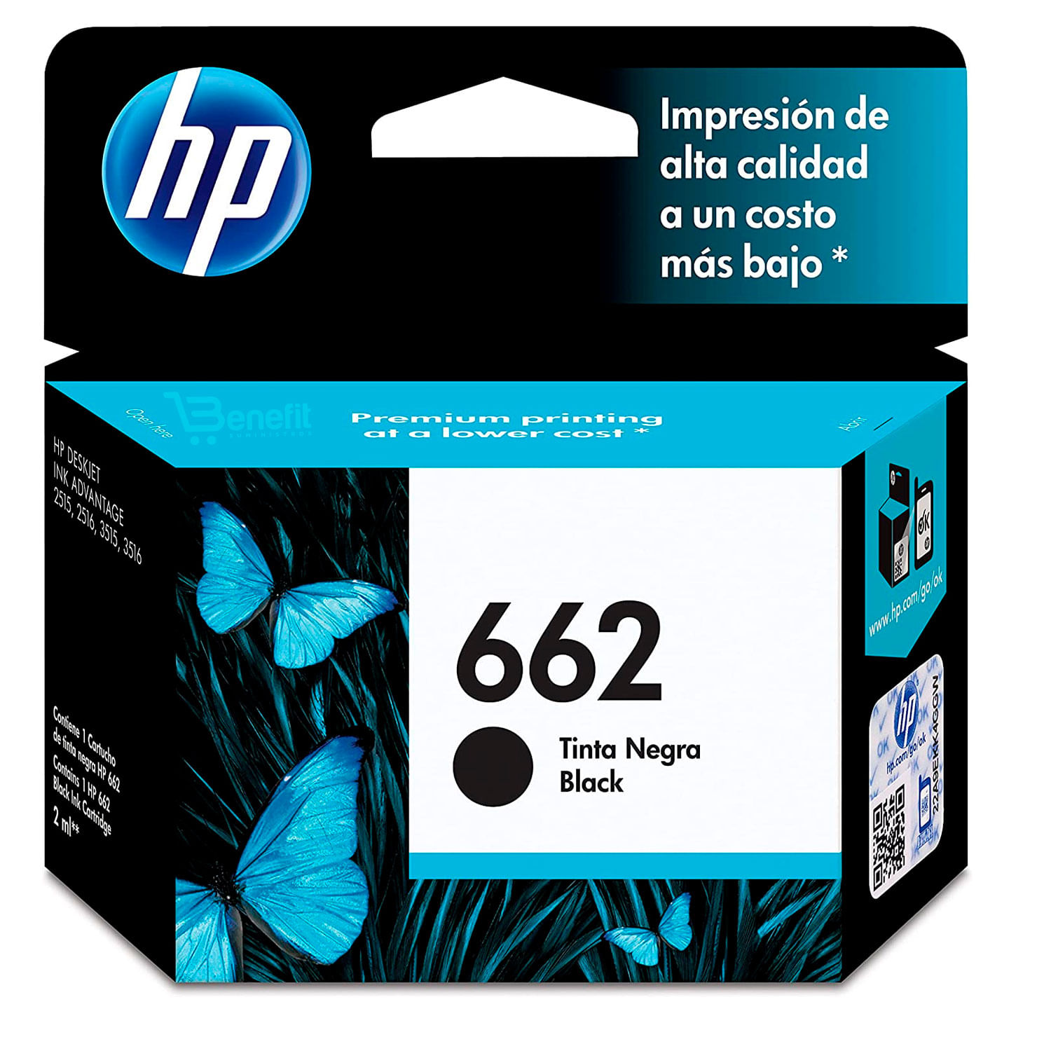 Cartucho de Tinta HP 662 Advantage-Negro