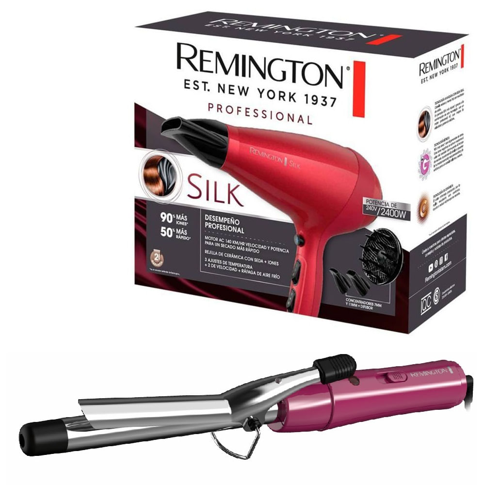 Combo Remington Rizador Chrome Curls + Secadora Remington  Silk AC9096