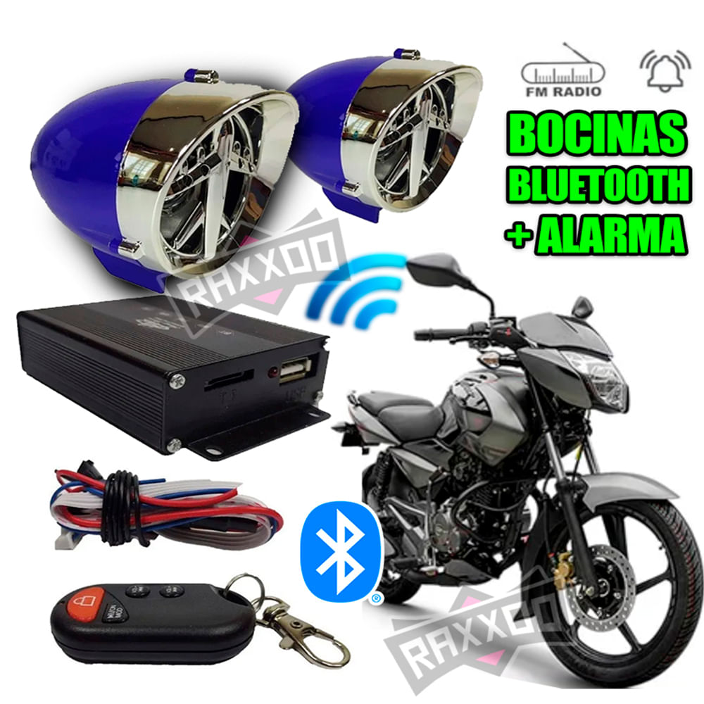 Kit Parlante Bocina Bluetooth Alarma para Moto con Control Remoto