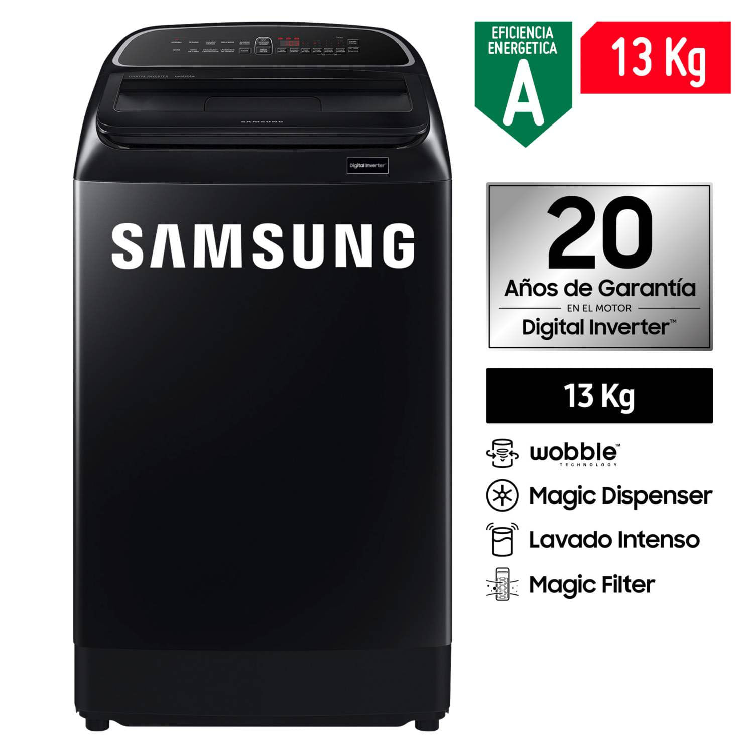 Lavadora Samsung13 Kg Digital Inverter WA13T5260BV/PE Negro