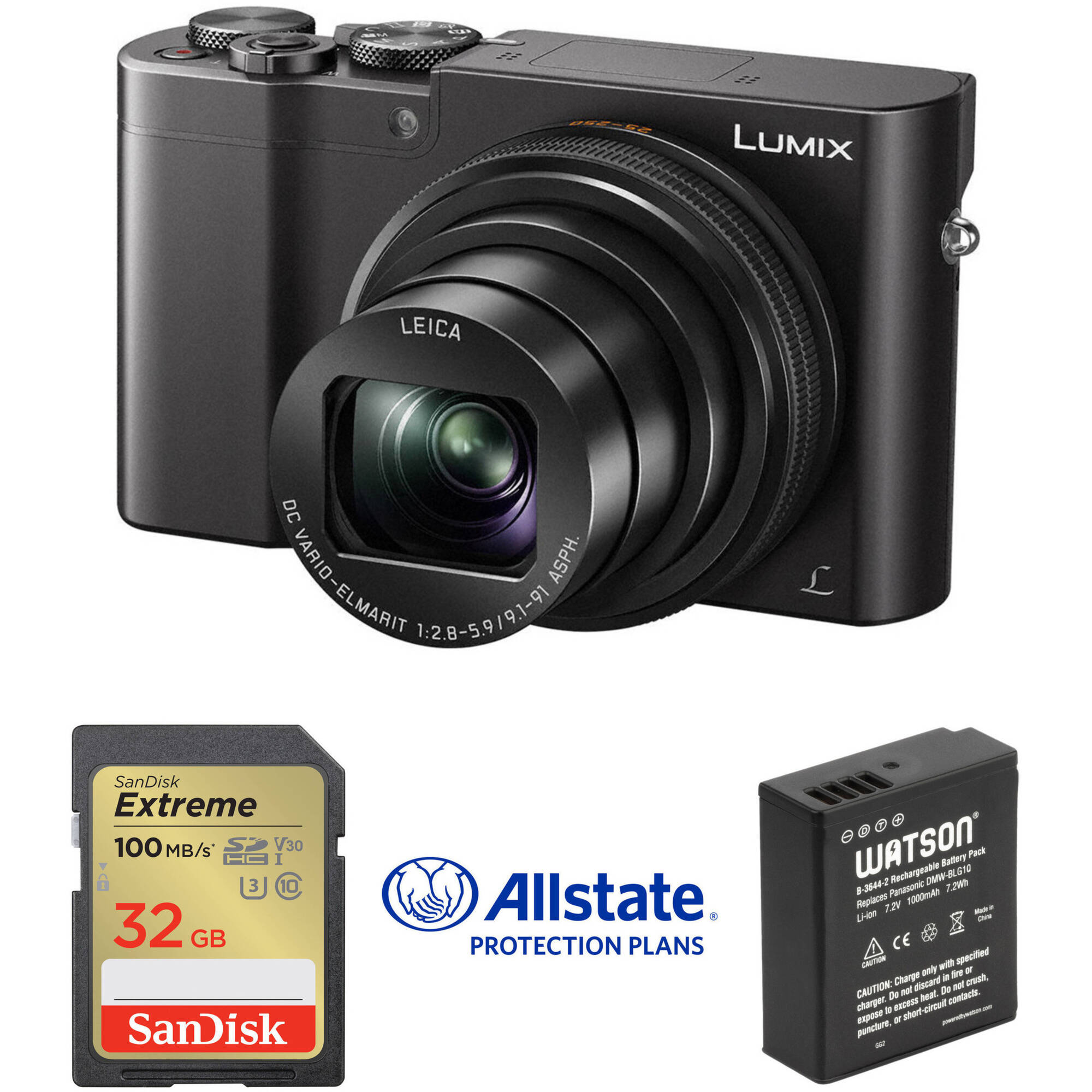 Kit de lujo de cámara digital Panasonic Lumix DMC-ZS100 (negro)