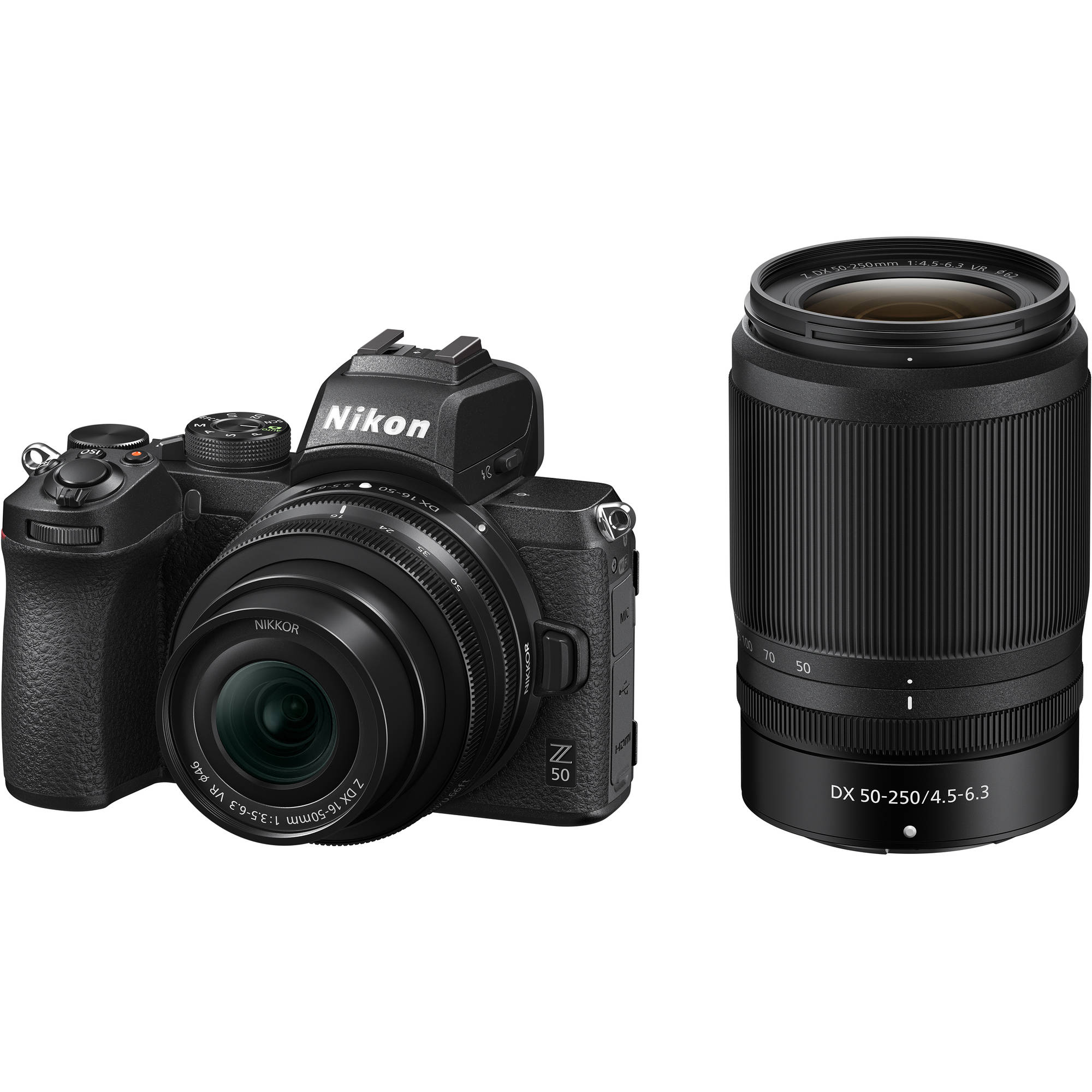 Cámara sin espejo Nikon Z50 con lentes de 16-50 mm y 50-250 mm