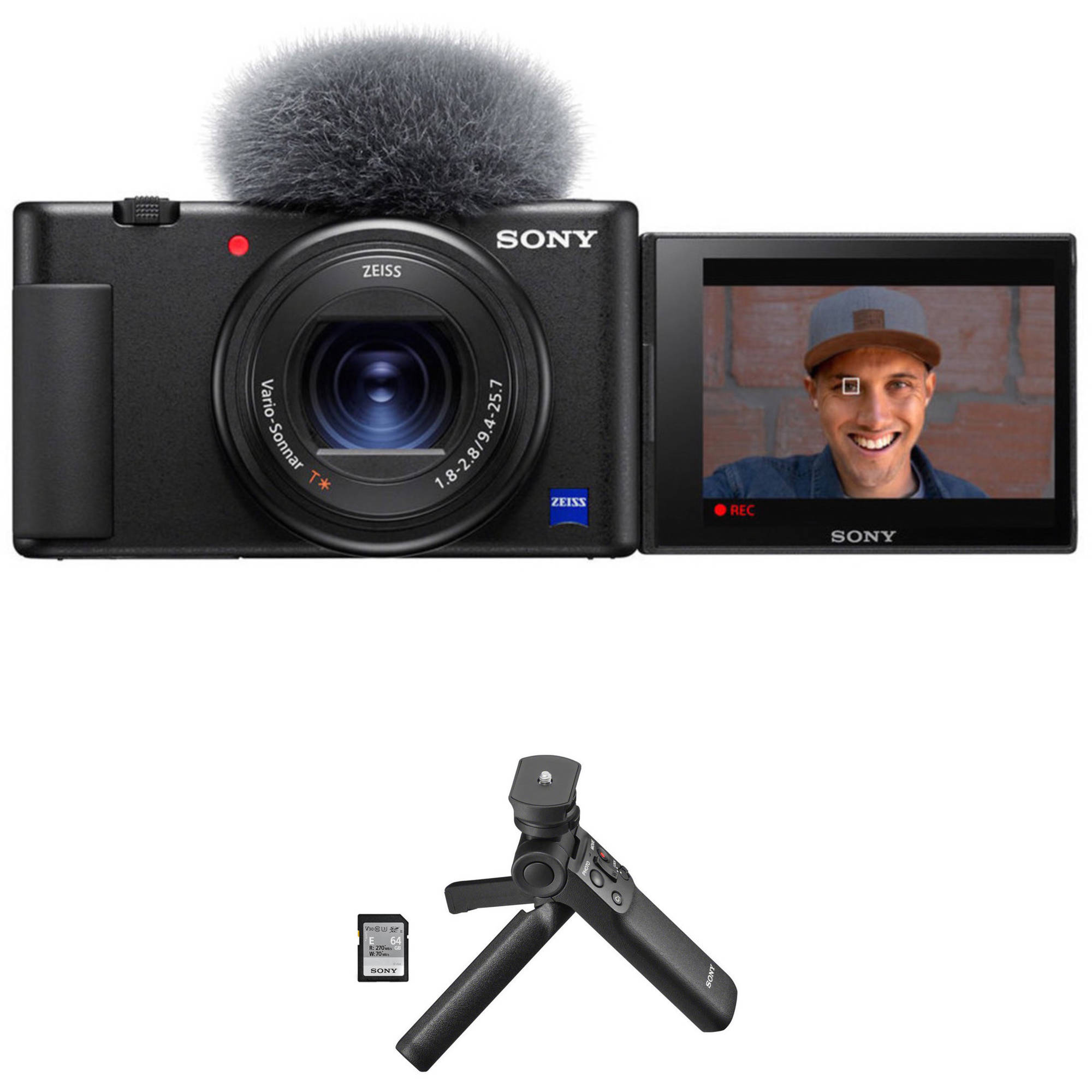 Cámara digital Sony ZV-1 con kit de accesorios Vlogger (negro)
