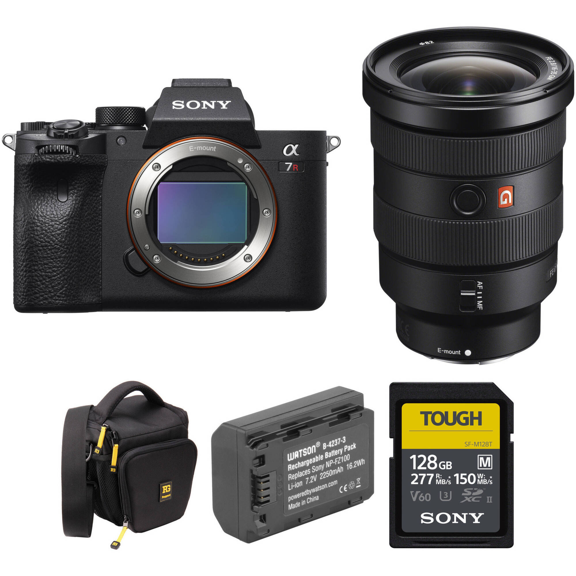 Cámara sin espejo Sony a7R IVA con lente de 16-35 mm f/2.8 y kit de accesorios