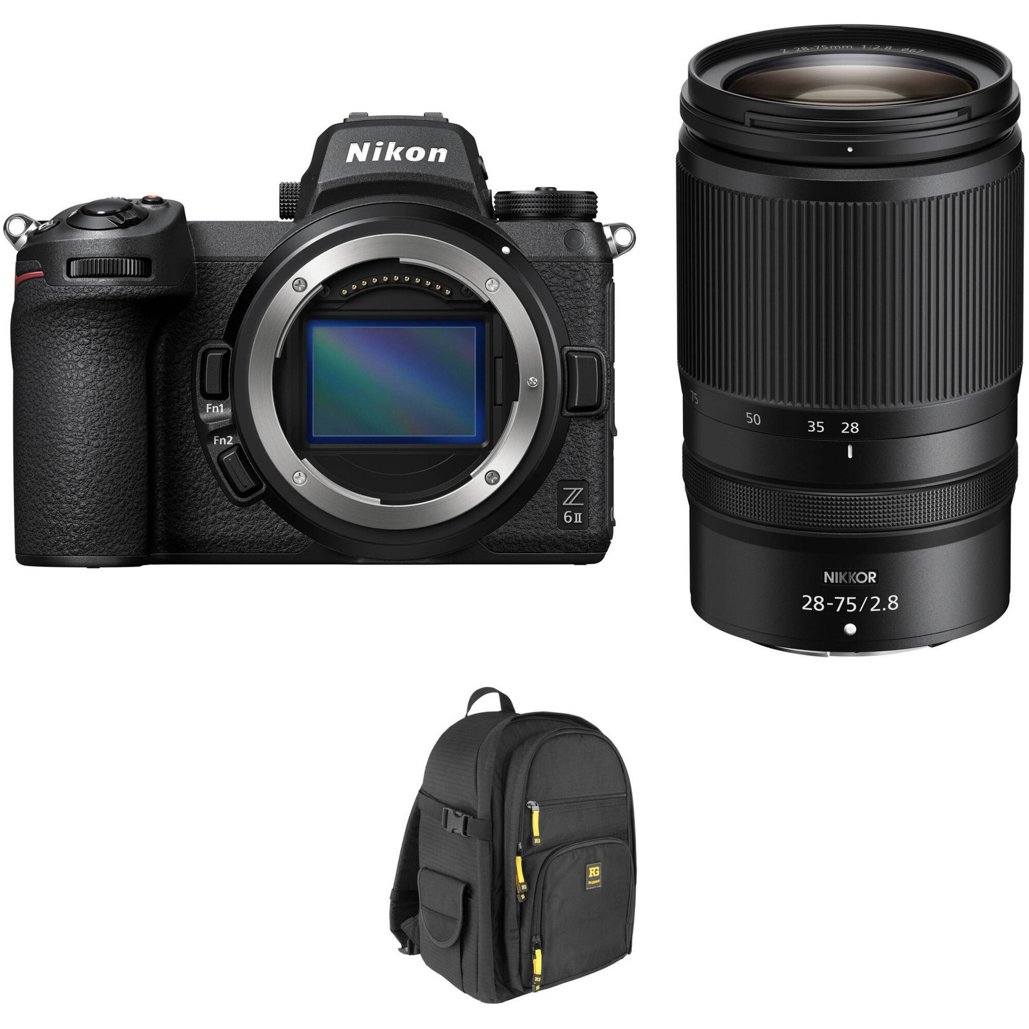 Cámara sin espejo Nikon Z6 II con lente de 28-75 mm f/2.8 y kit de bolsa