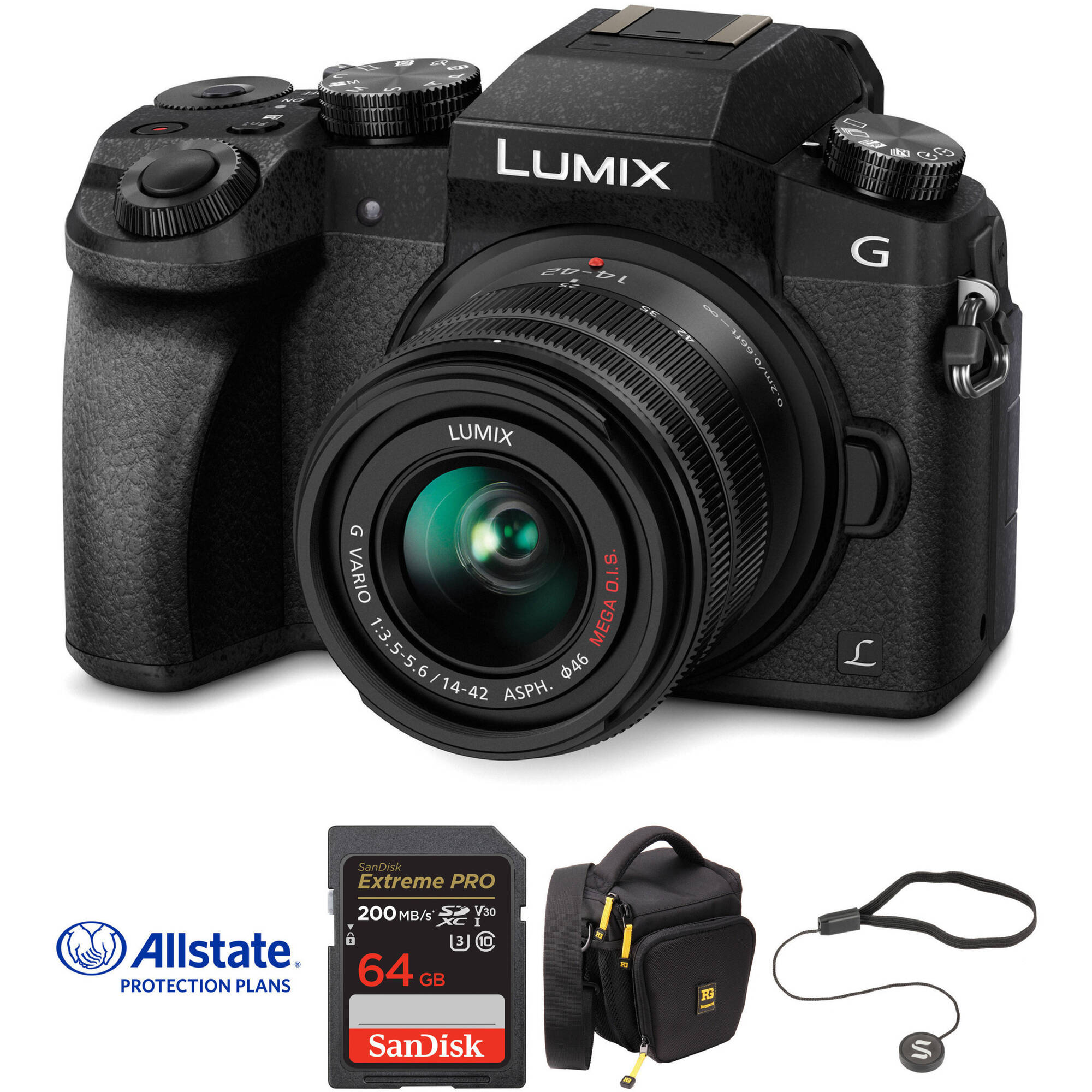 Cámara sin espejo Panasonic Lumix G7 con kit de lujo de lentes de 14-42 mm (negro)