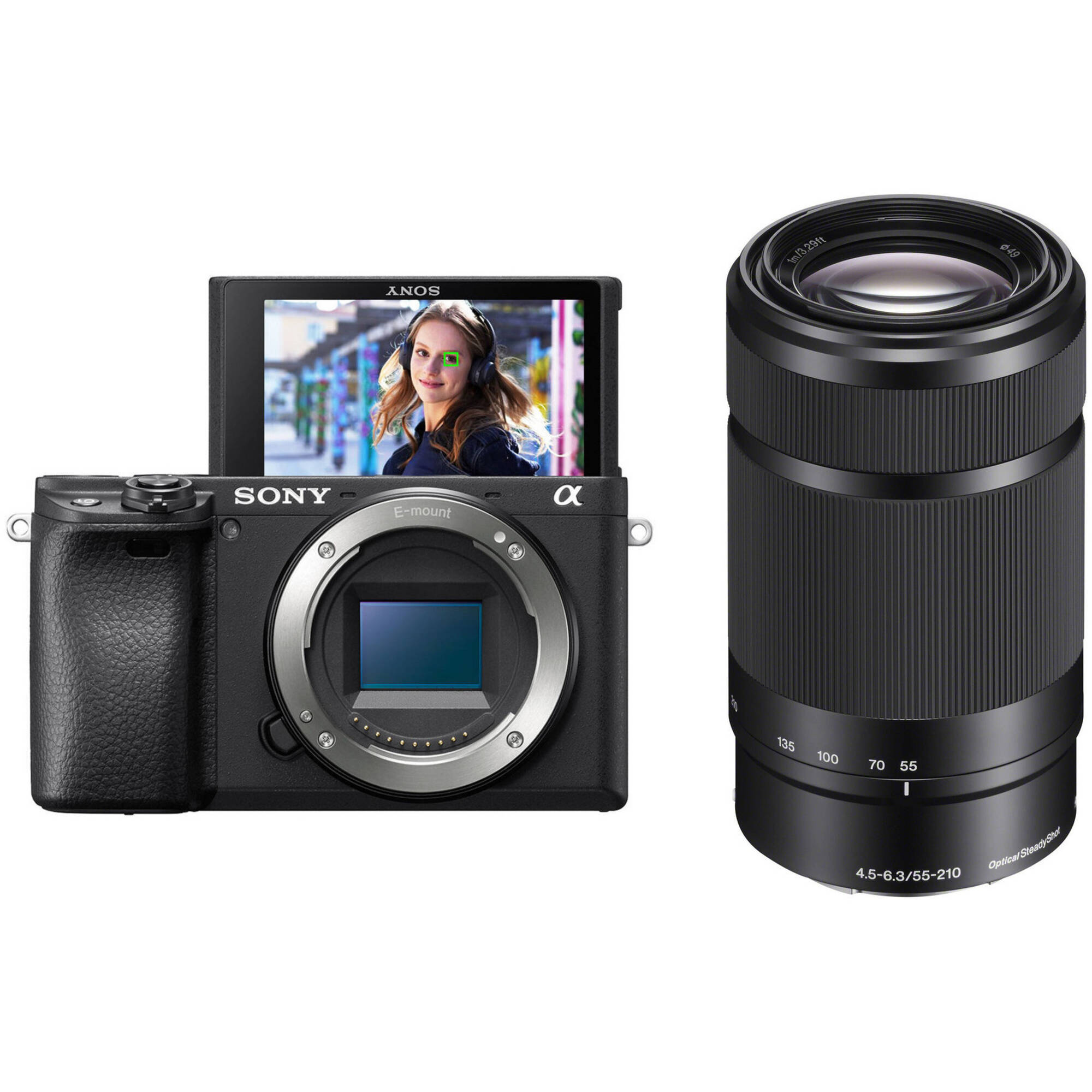 Cámara sin espejo Sony a6400 con kit de lentes de 55-210 mm