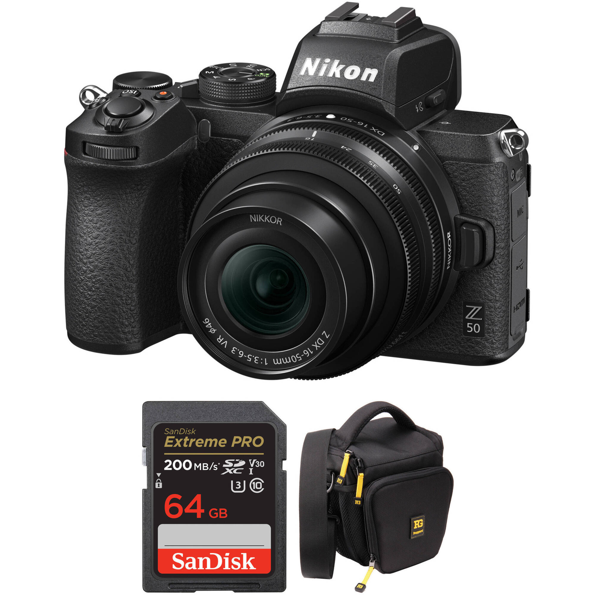 Cámara sin espejo Nikon Z50 con lente de 16-50 mm y kit de accesorios