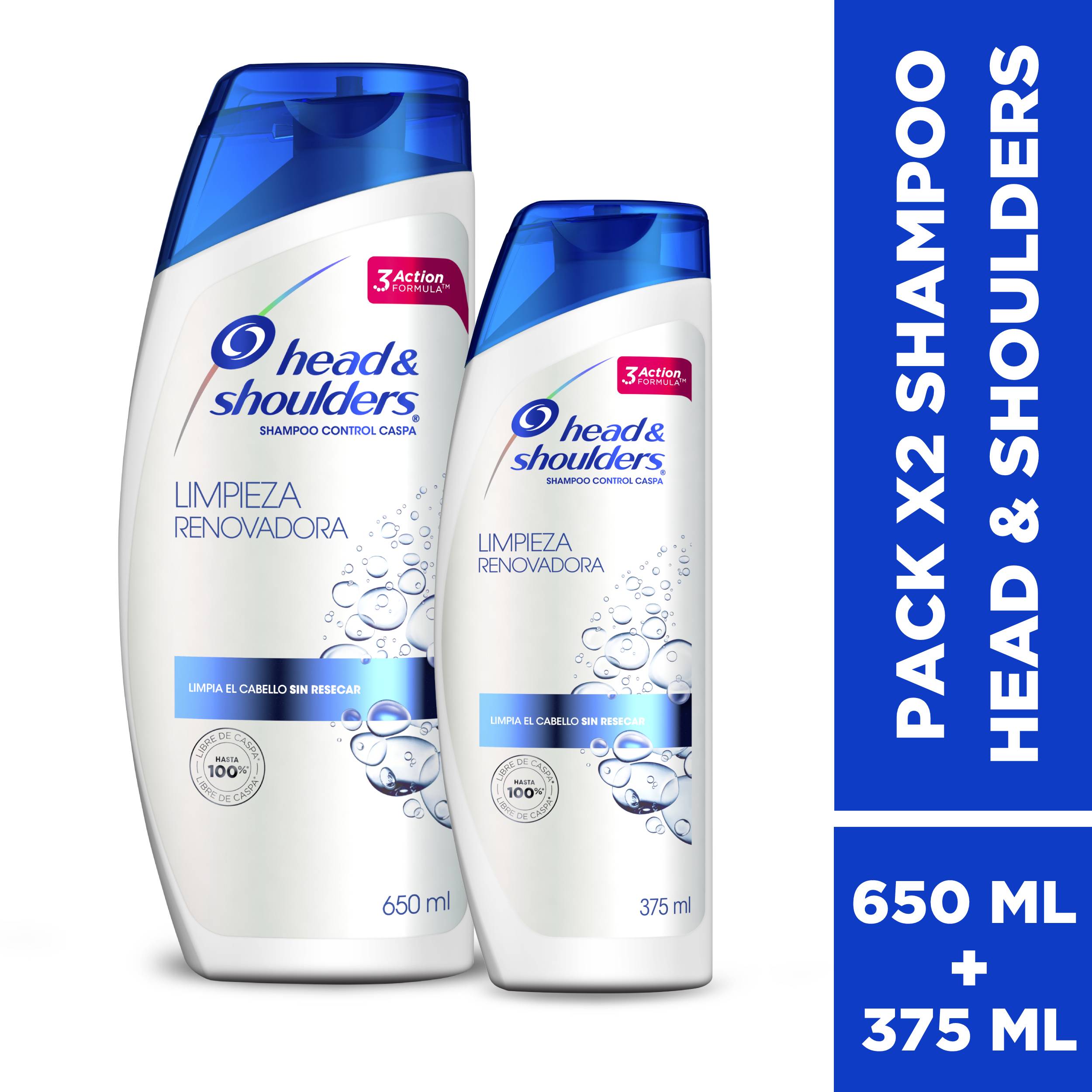 Pack Shampoo HEAD & SHOULDERS Limpieza Renovadora Frasco 375ml + Shampoo HEAD & SHOULDERS Limpieza Renovadora Frasco 650ml