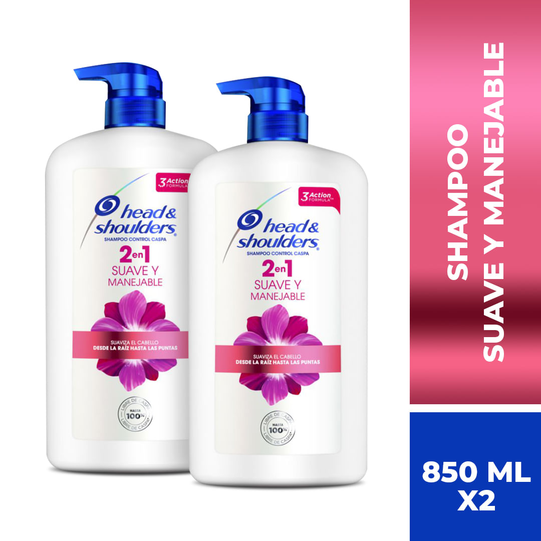 Pack Shampoo HEAD & SHOULDERS 2 en 1 Suave y Manejable Frasco 850ml x 2un
