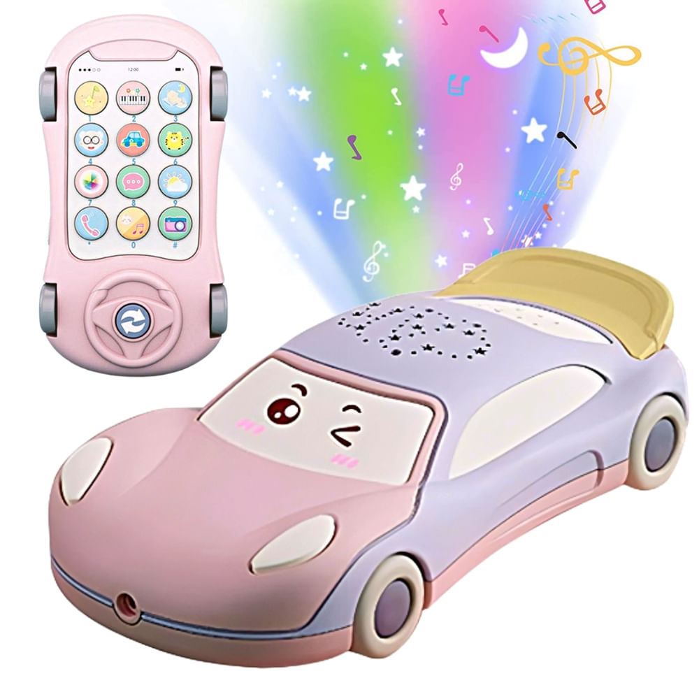 Teléfono Juguete Carro Musical y Luces para Bebés Niñas con Proyector de Estrellas