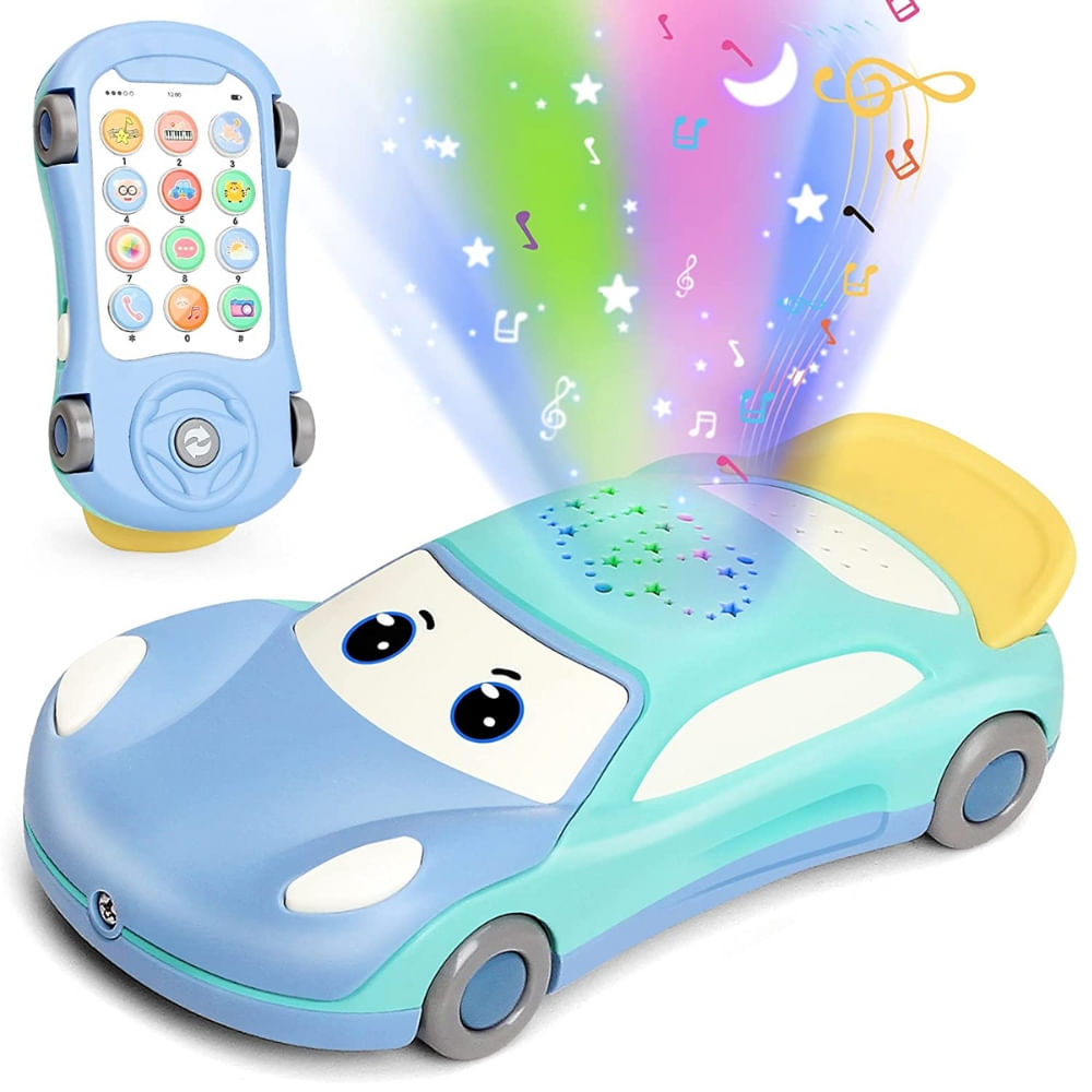Teléfono Juguete Carro Musical y Luces para Bebés Niños con Proyector de Estrellas
