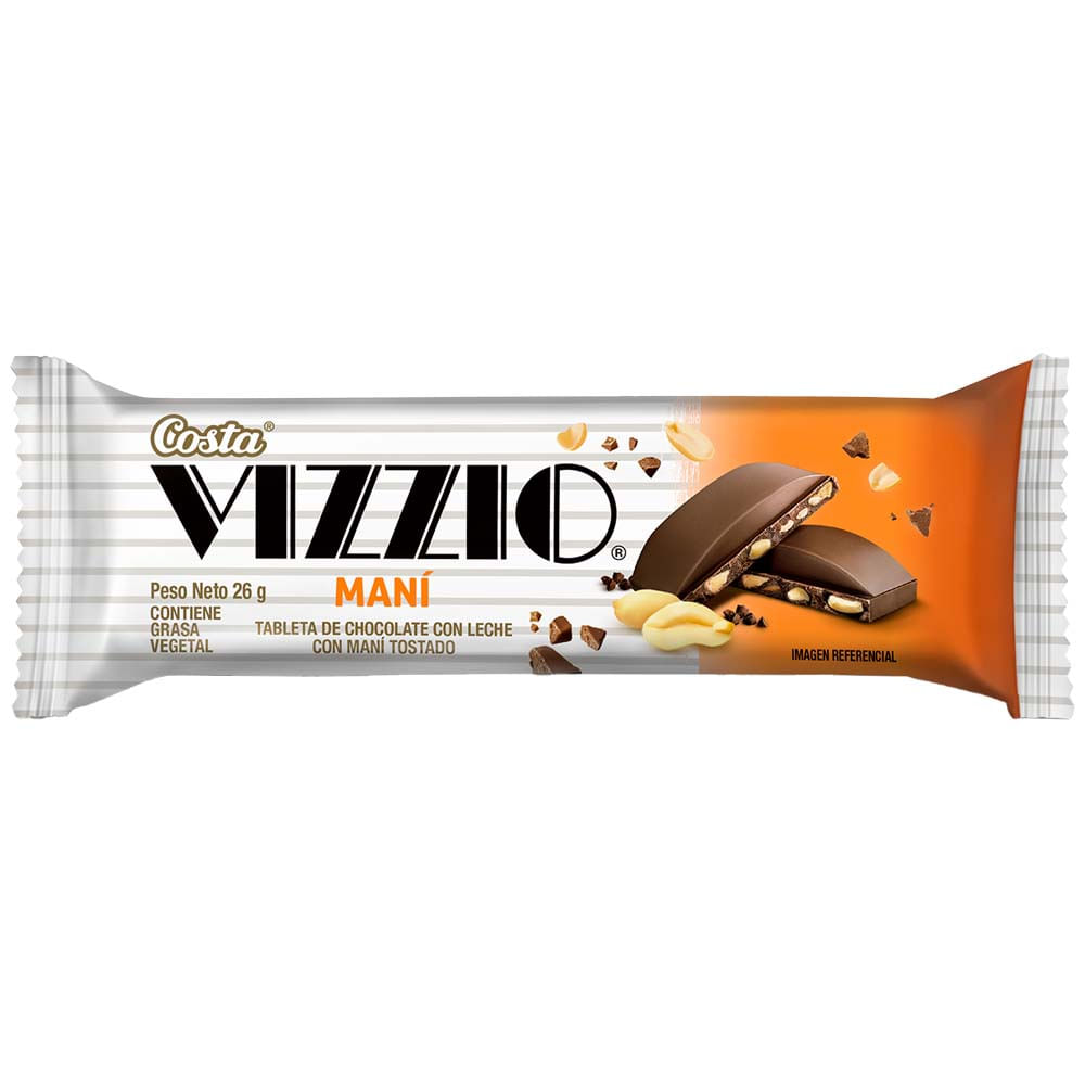 Tableta de Chocolate COSTA Vizzio con Maní Bolsa 26g