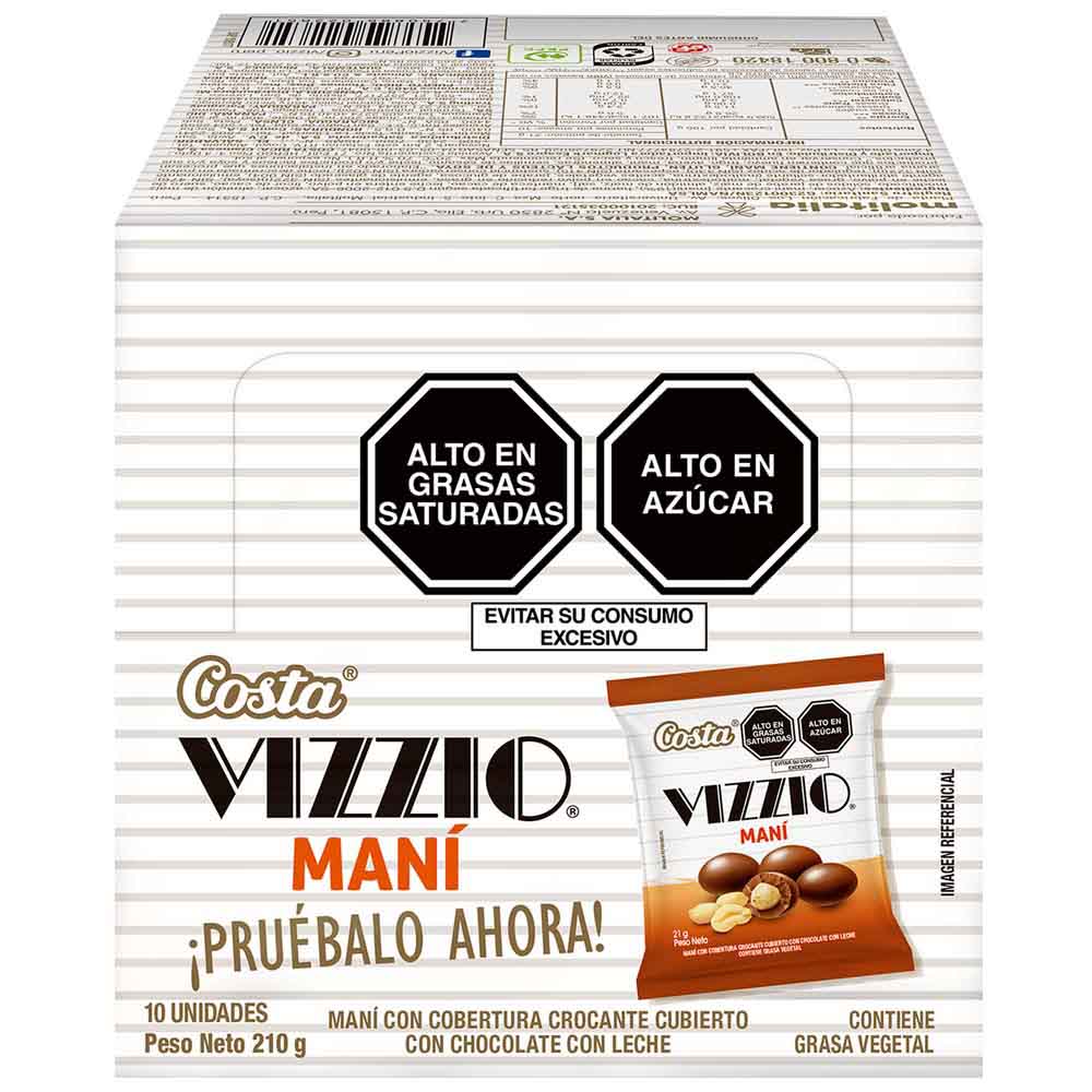 Chocolates COSTA Vizzio con Maní Caja 10un