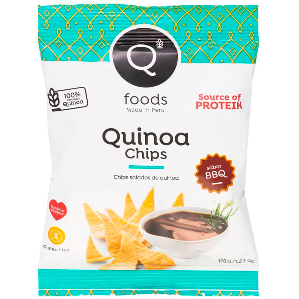 Chips de Quinoa Q FOODS Sabor a BBQ Bolsa 100g