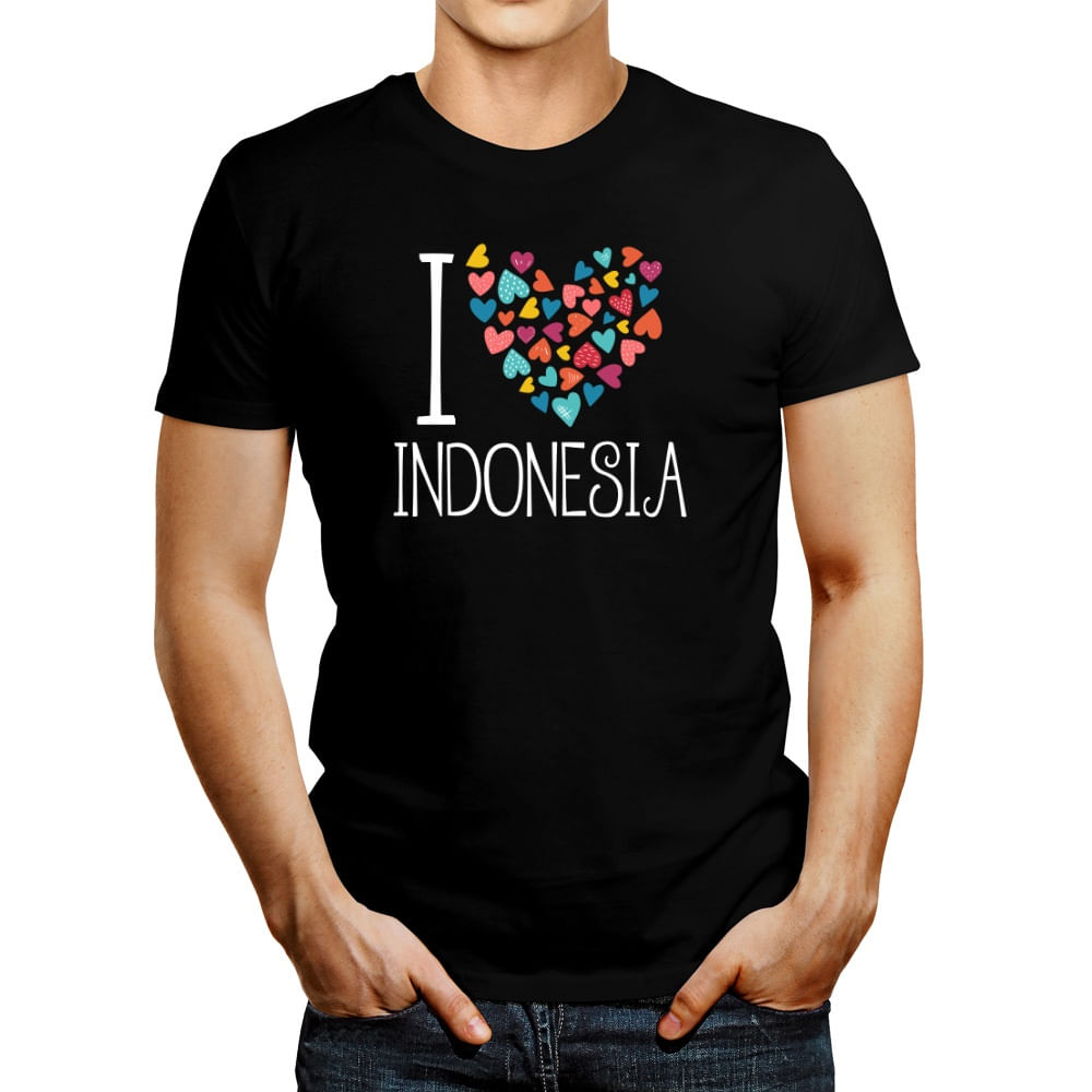 Polo de Hombre Idakoos I Love Indonesia Colorful Hearts