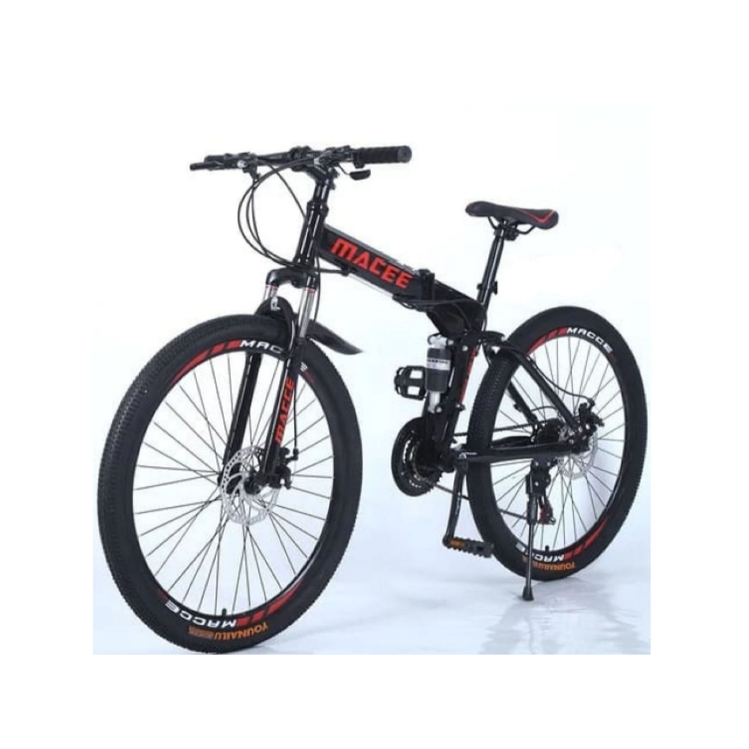 Bicicleta Montañera Plegable MACEE Aro 26 Diseño Rayos Color Negro