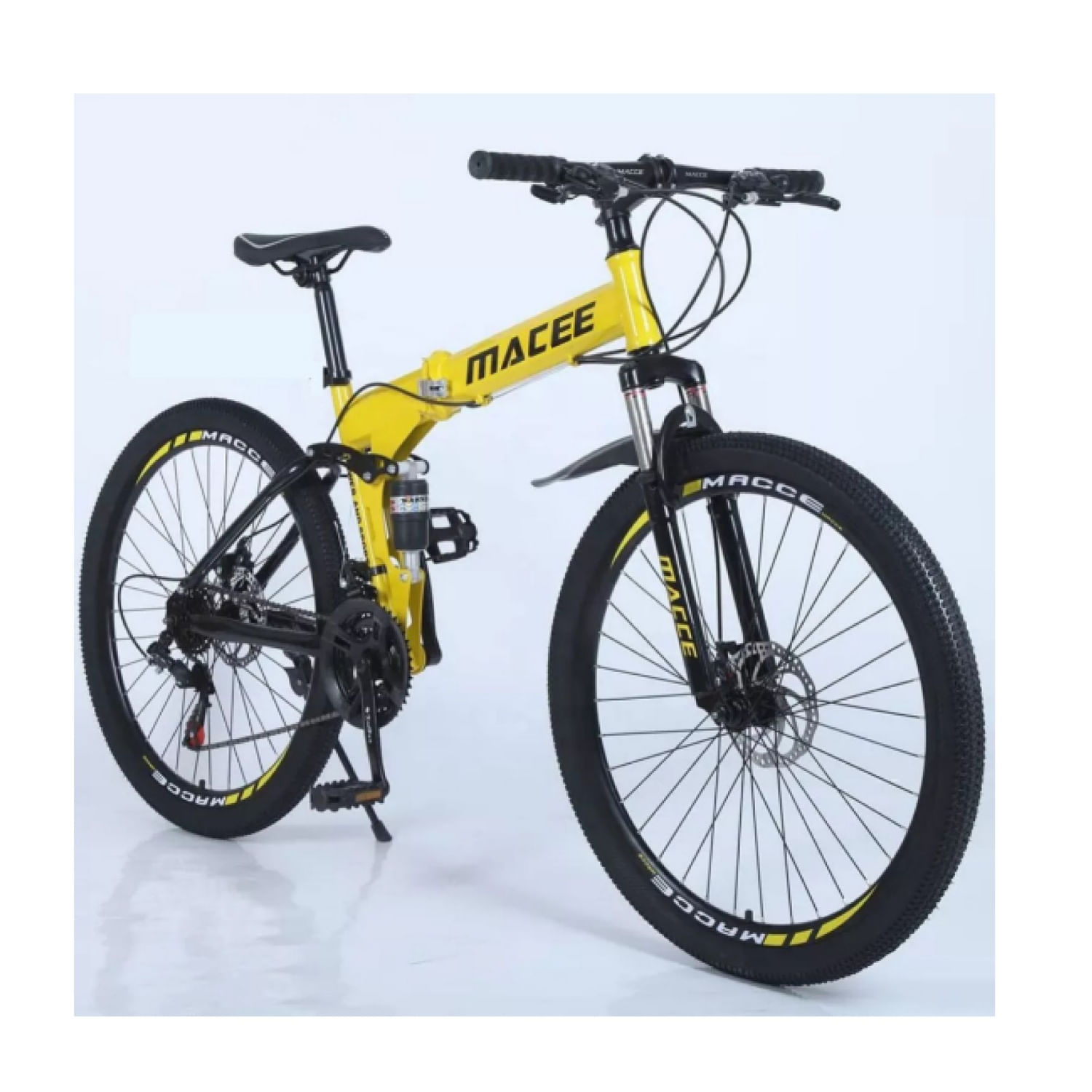 Bicicleta Montañera Plegable MACEE Aro 26 Diseño Rayos Color Amarillo