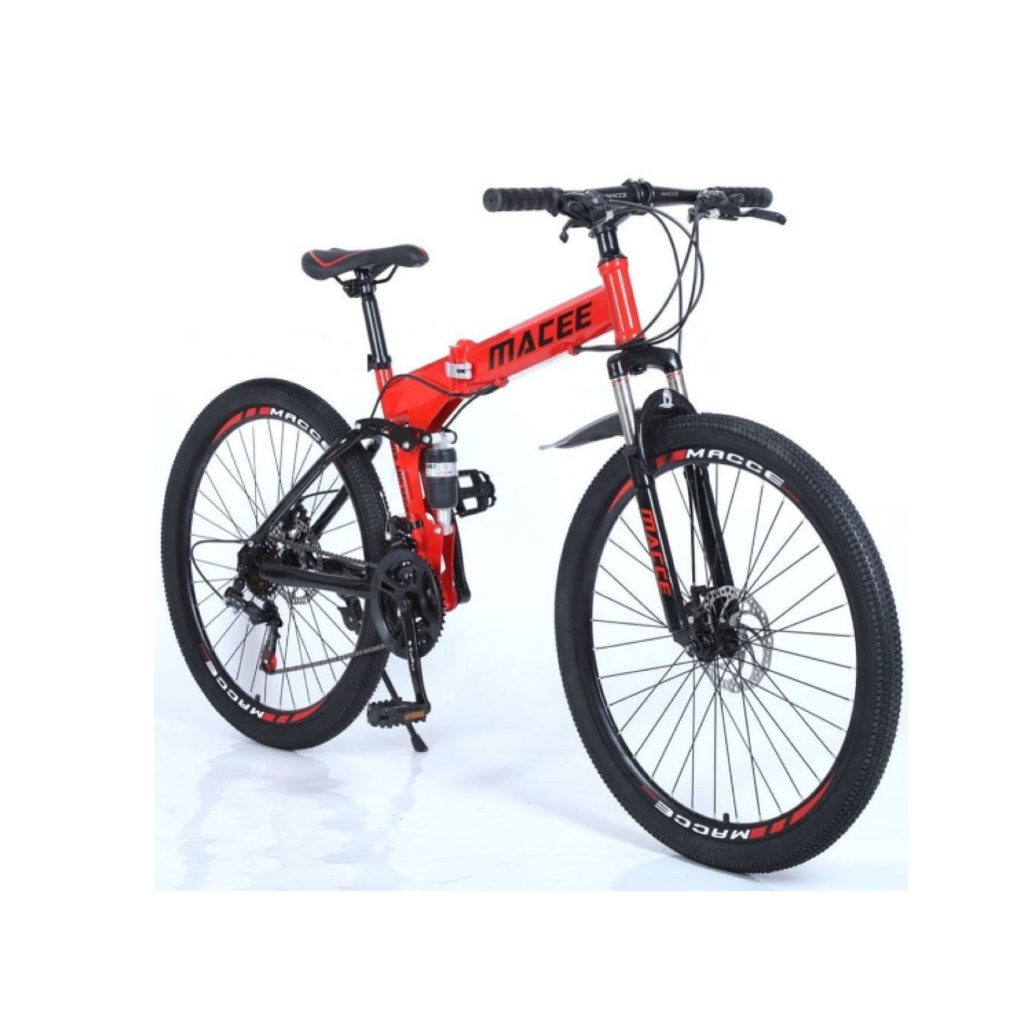 Bicicleta Montañera Plegable MACEE Aro 27.5 Diseño Rayos Color Rojo