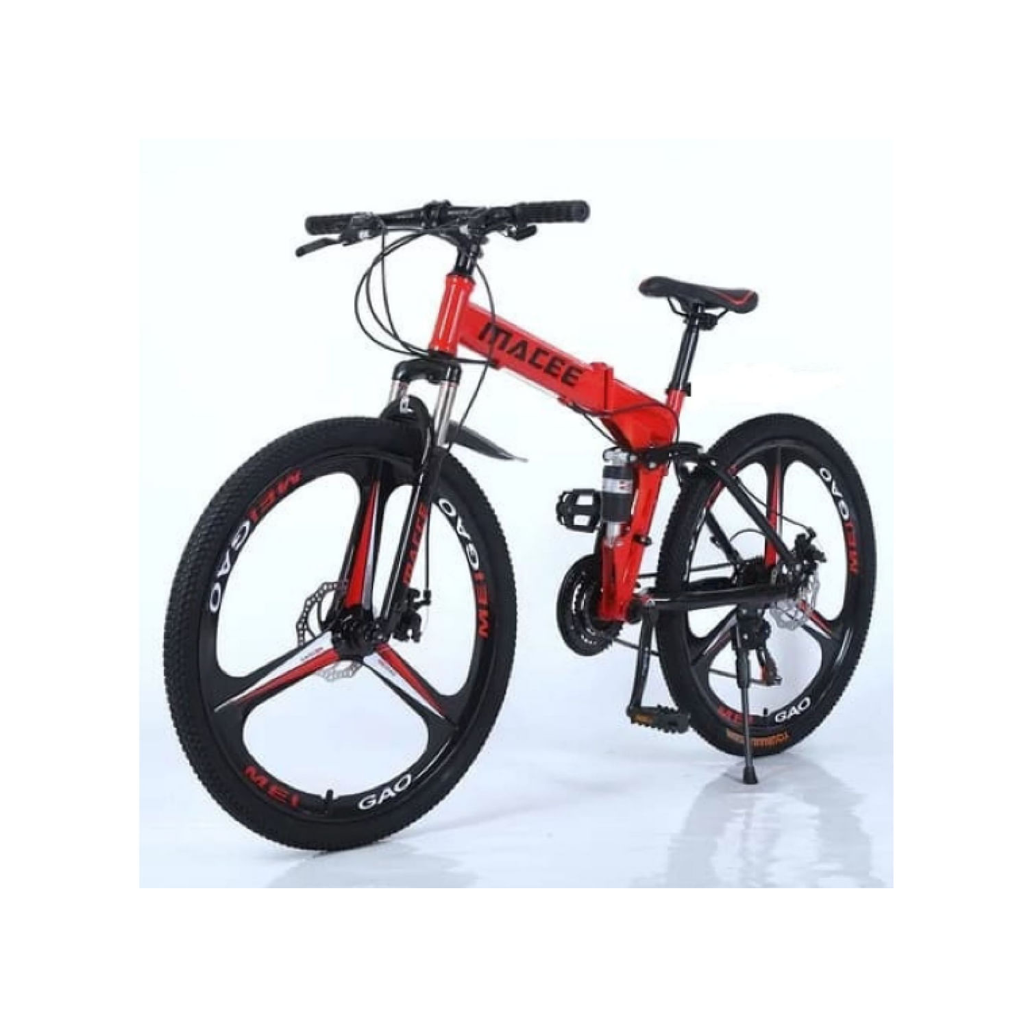 Bicicleta Montañera Plegable Macee Aro 26 Tres Cuchillas Color Rojo