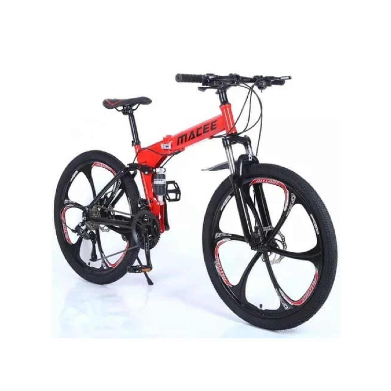 Bicicleta Montañera Plegable MACEE Aro 26 Seis Cuchillas Color Rojo