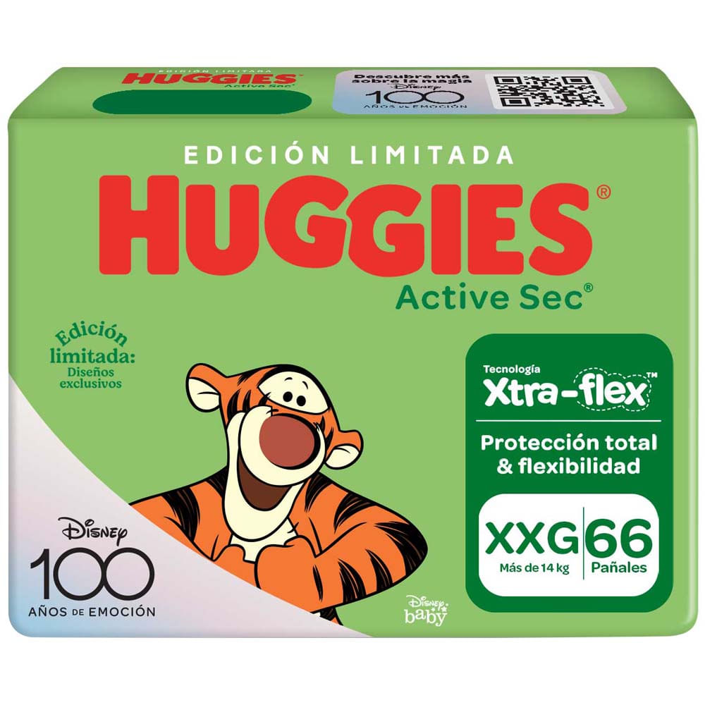 Pañales para Bebé HUGGIES Active Sec Big Pack XXG Paquete 66un