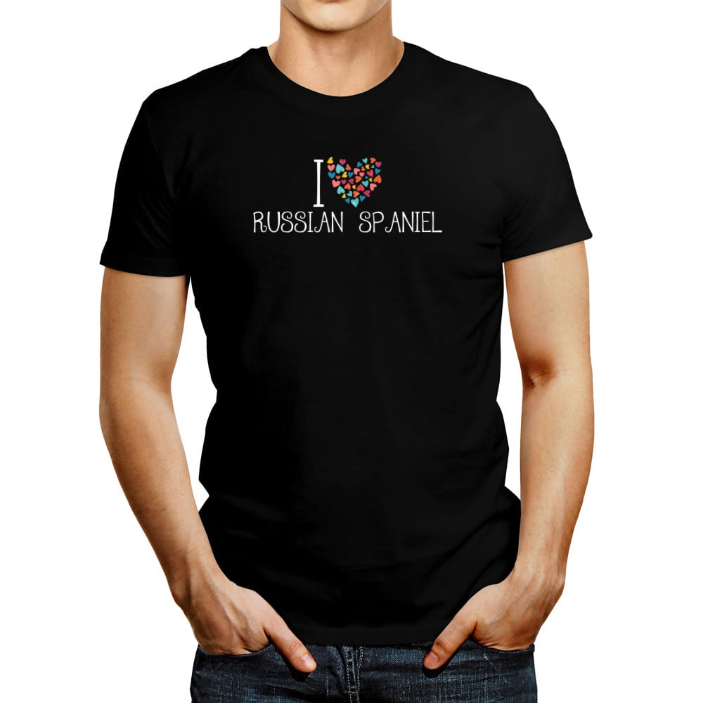 Polo de Hombre Idakoos I Love Russian Spaniel Colorful Hearts
