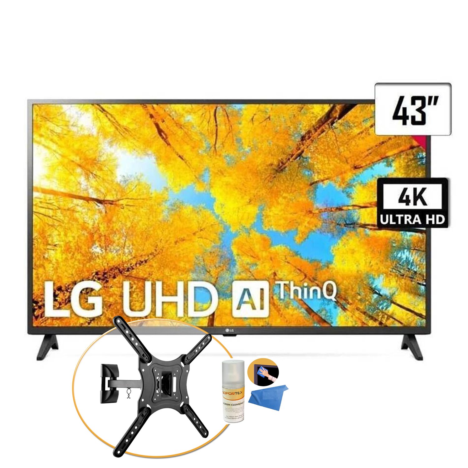 Televisor LED Smart TV 4K UHD 43" LG 43UP7500PSF +Rack + Limpiador