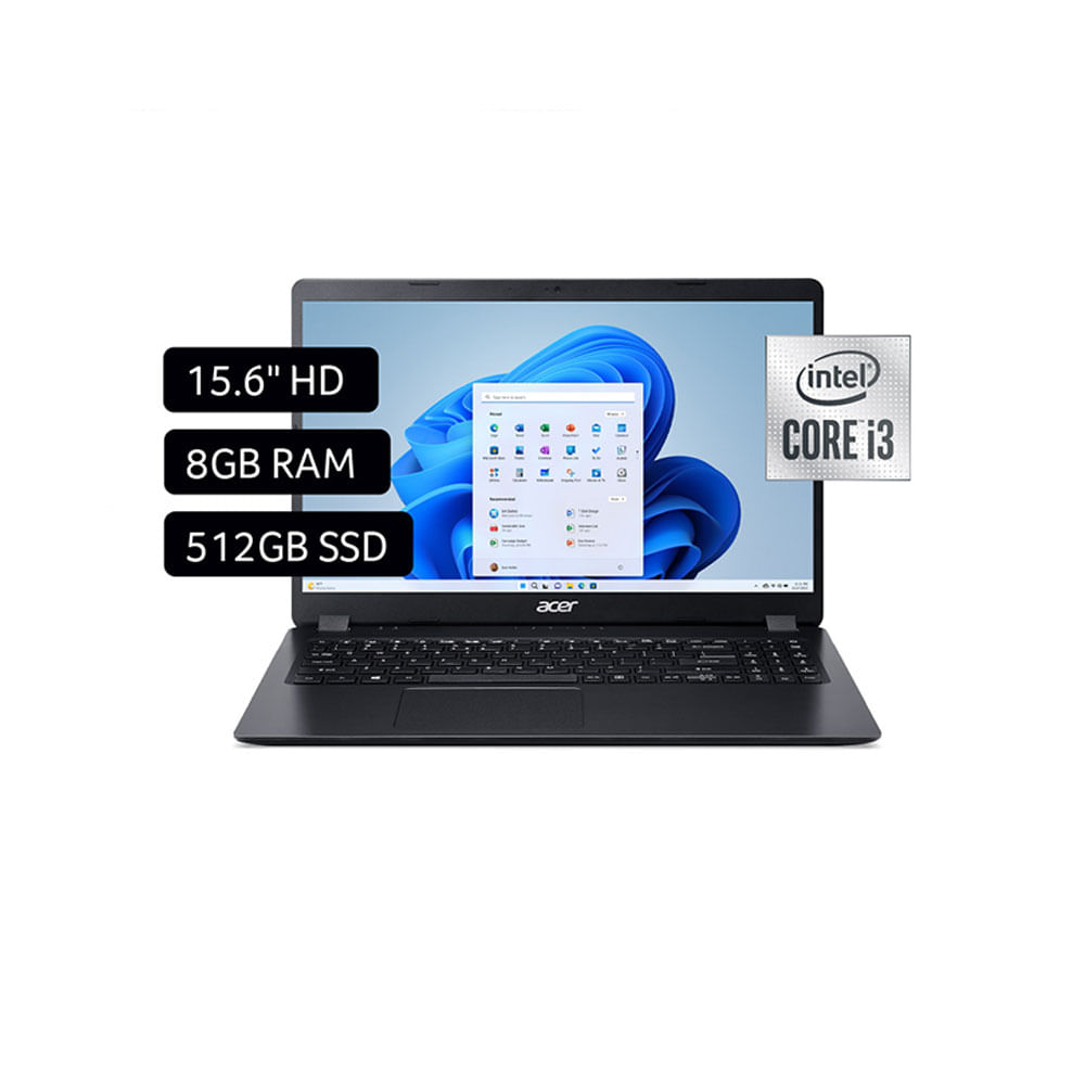Notebook Acer Aspire 3 A315-56-39R5 15.6" Intel Core i3 10ma Generación 8GB RAM SSD 512GB