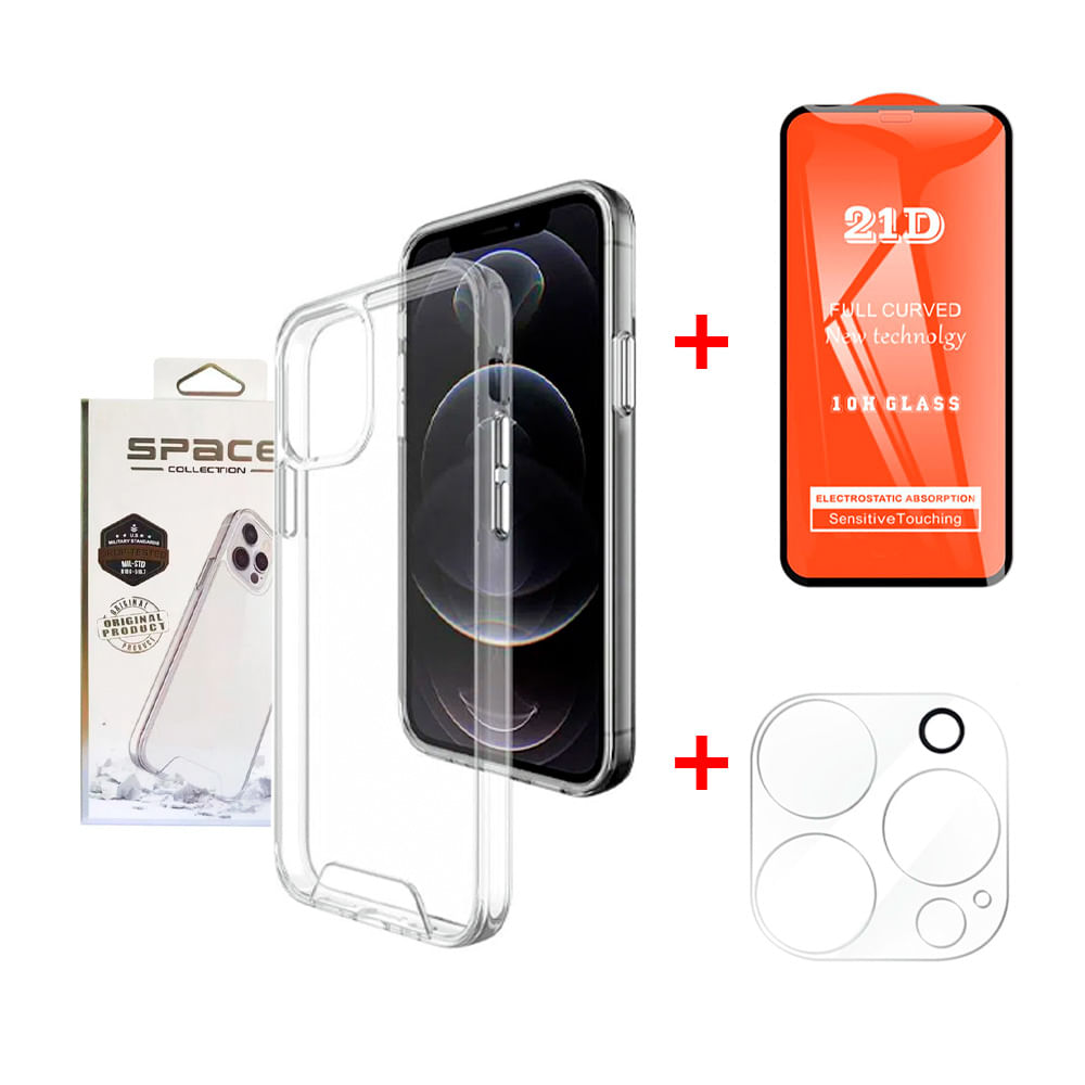 Case Space + Protector de Pantalla + Mica para Cámara para iPhone 13 Pro Max