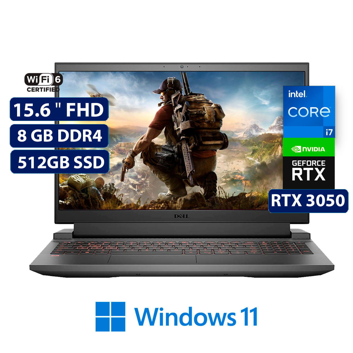 Laptop DELL G15 CORE I7-11800H 8GB 512SSD RTX 3050 4GB W11