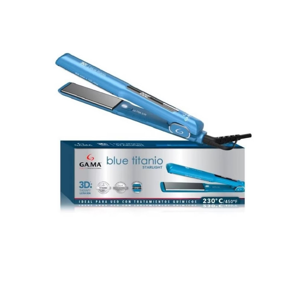 Plancha Alisadora Gama Blue Titanio Stralight 3D therapy Ultra terapy ION-DIGITAL