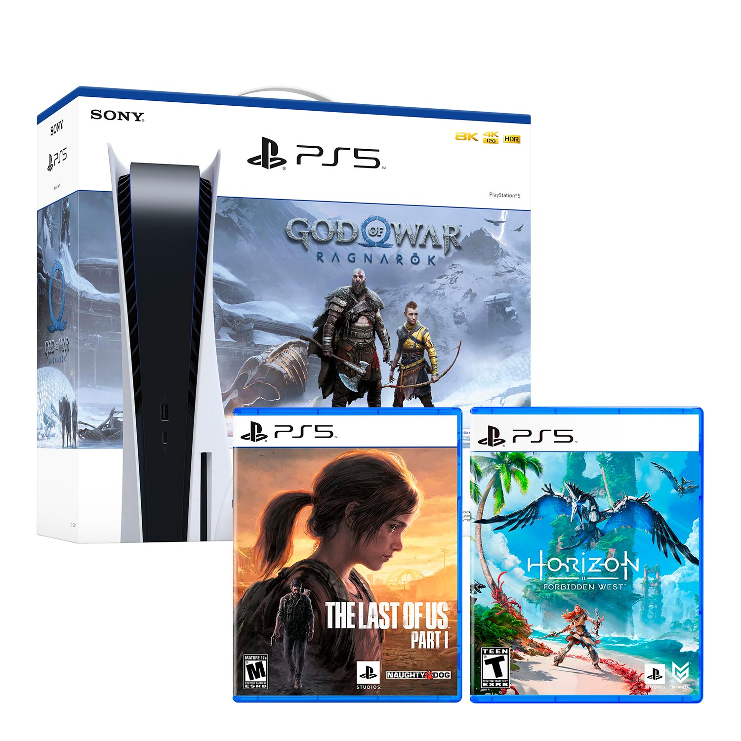 Consola Ps5 Bundle God Of War + The Last Of Us + Horizon