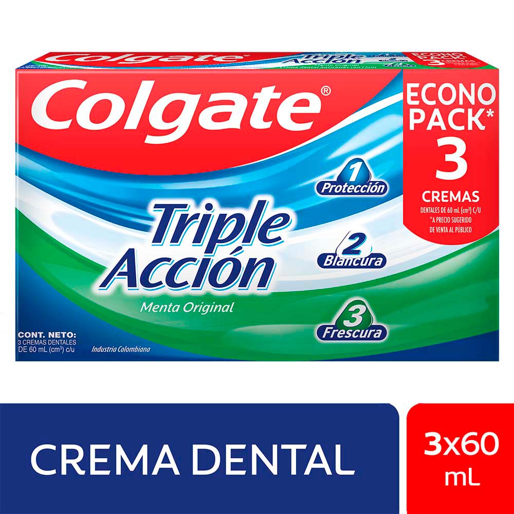 Pasta Dental Colgate Triple Acción 3x60ml