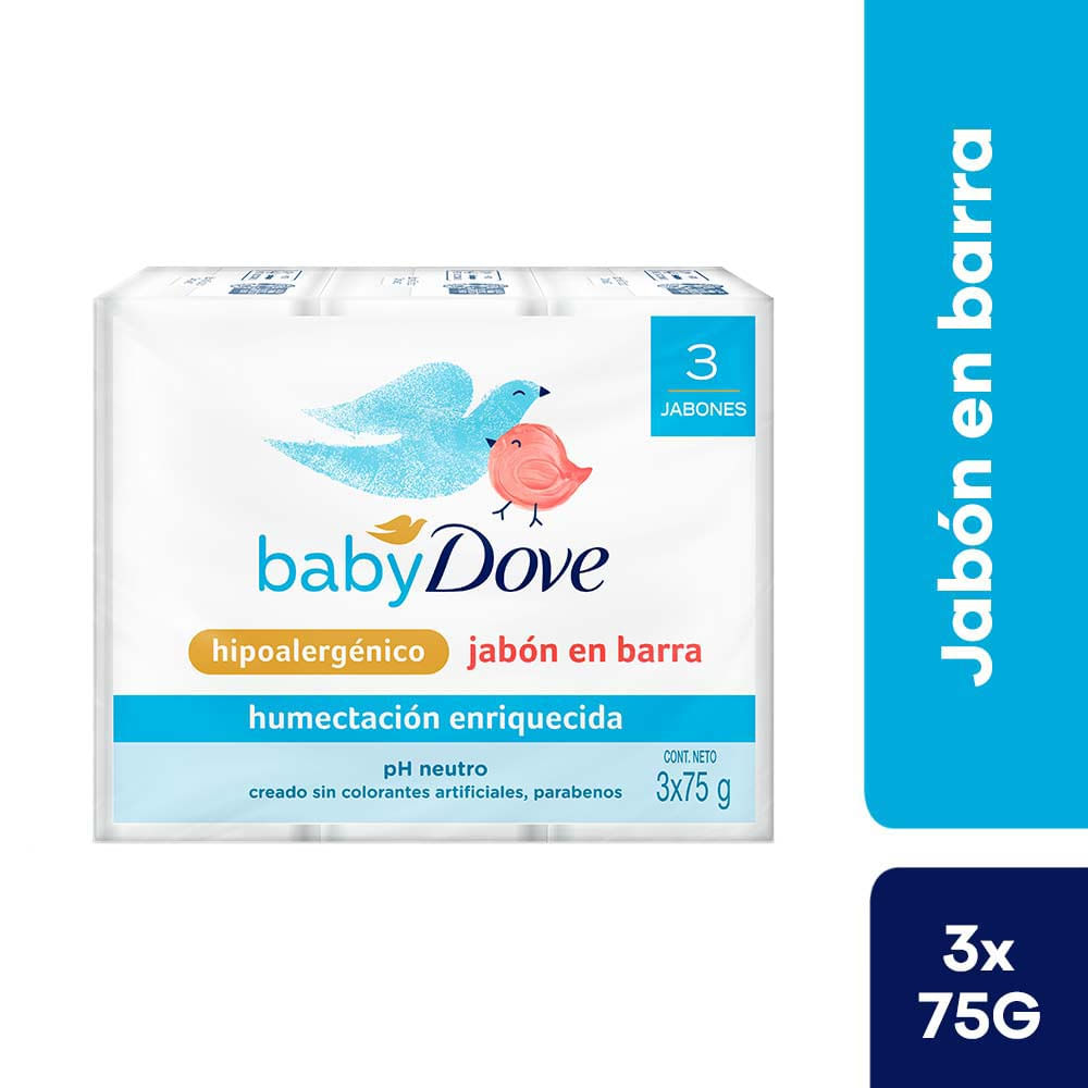 Jabón en Barra DOVE Baby Humectación Enriquecida 75g Paquete 3un