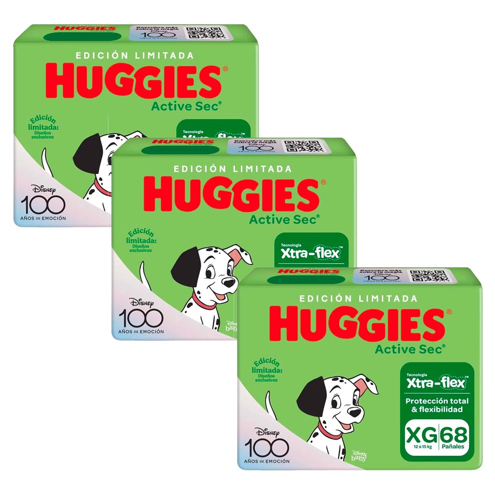 Pack Pañales para Bebé HUGGIES Active Sec Big Pack XG Paquete 68un x 3un