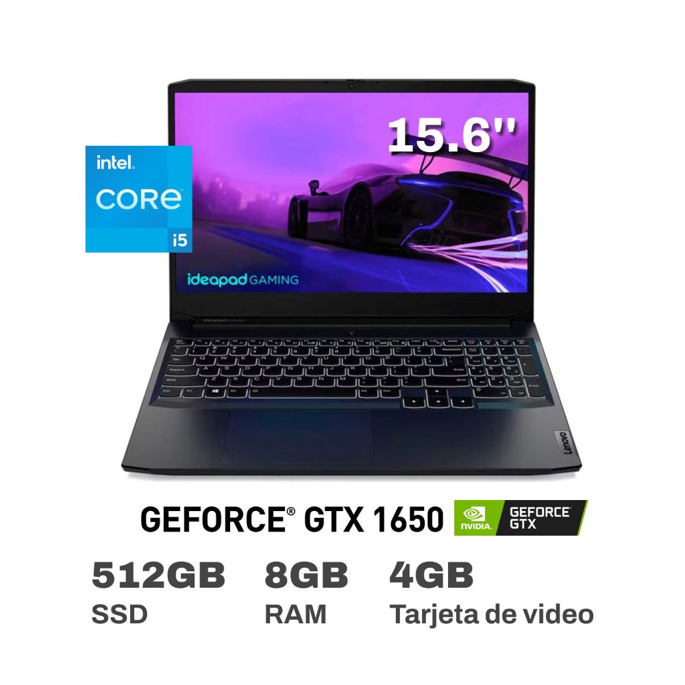 Laptop Gamer Lenovo IdeaPad Gaming 3i 82K100XSLM Intel Core i5 8GB RAM 512GB SSD 15.6" GTX 1650