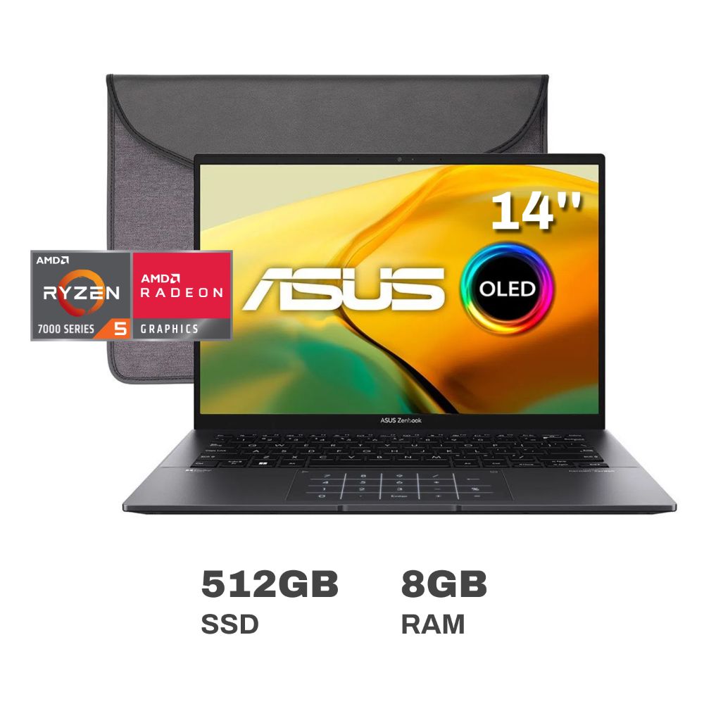 Laptop Asus Zenbook 14 OLED UM3402YA-KM466W AMD Ryzen 5 8GB RAM 512GB SSD 14"