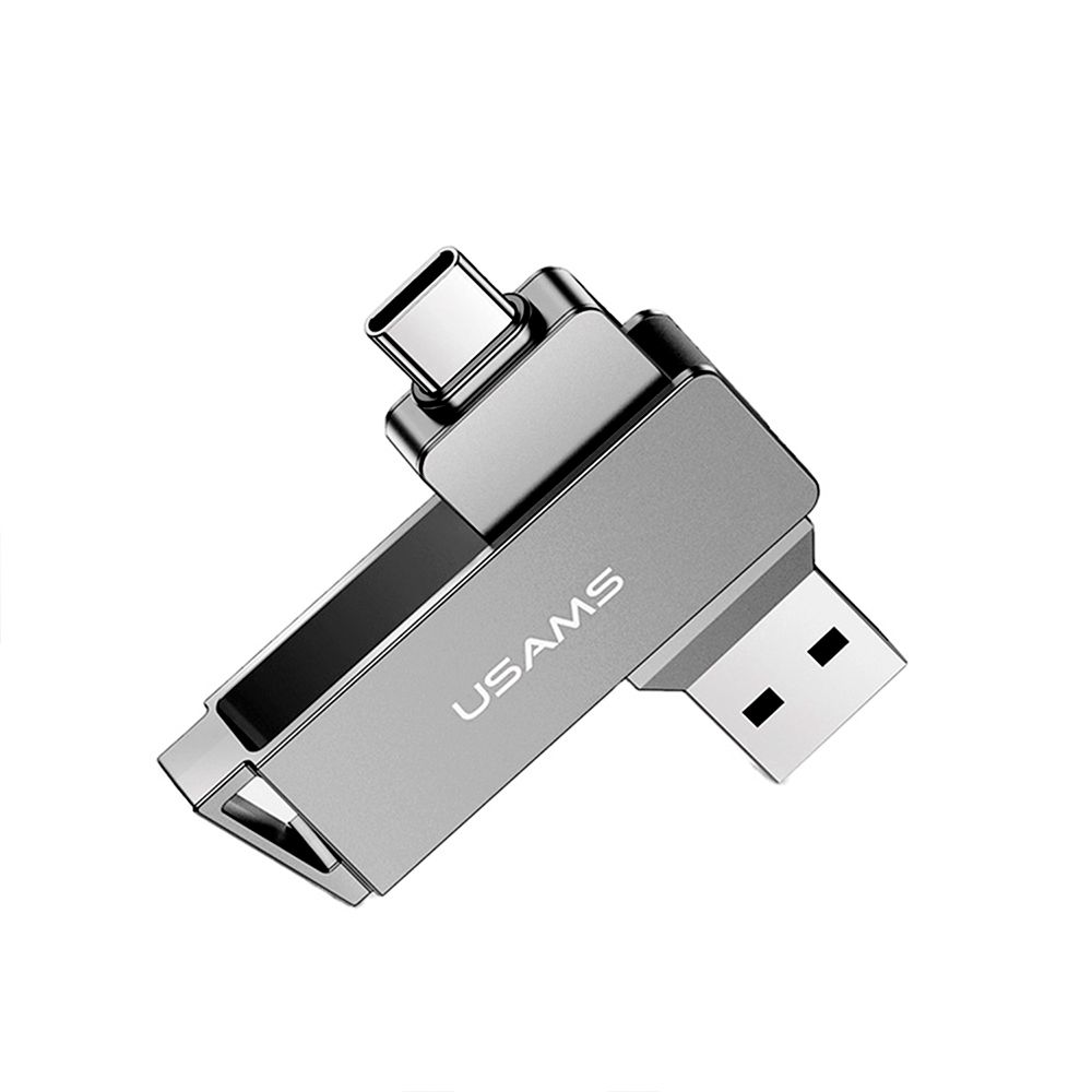 Memoria USB Usams USZB200 Rotable TypeC+USB3.0 64GB Gris