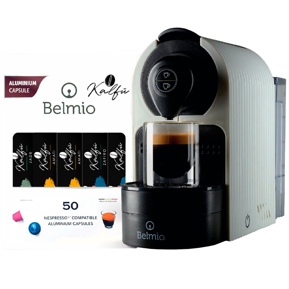 Cafetera BELMIO 0.8L BRAVISSIMA Blanco + Pack Renacentista 200 cápsulas Kalfu