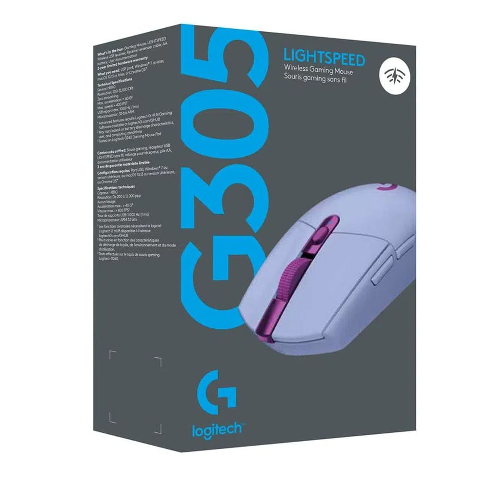 Mouse Gamer Logitech G305 Wireless 1ms Sensor Hero Violeta