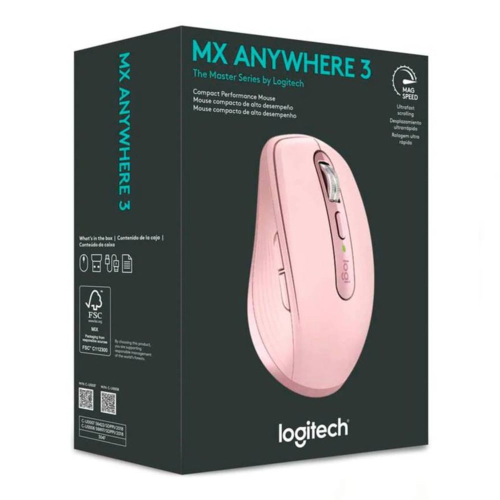 Mouse Mx Anywhere 3 Wireless Bluetooth Multidispositvo Rosa