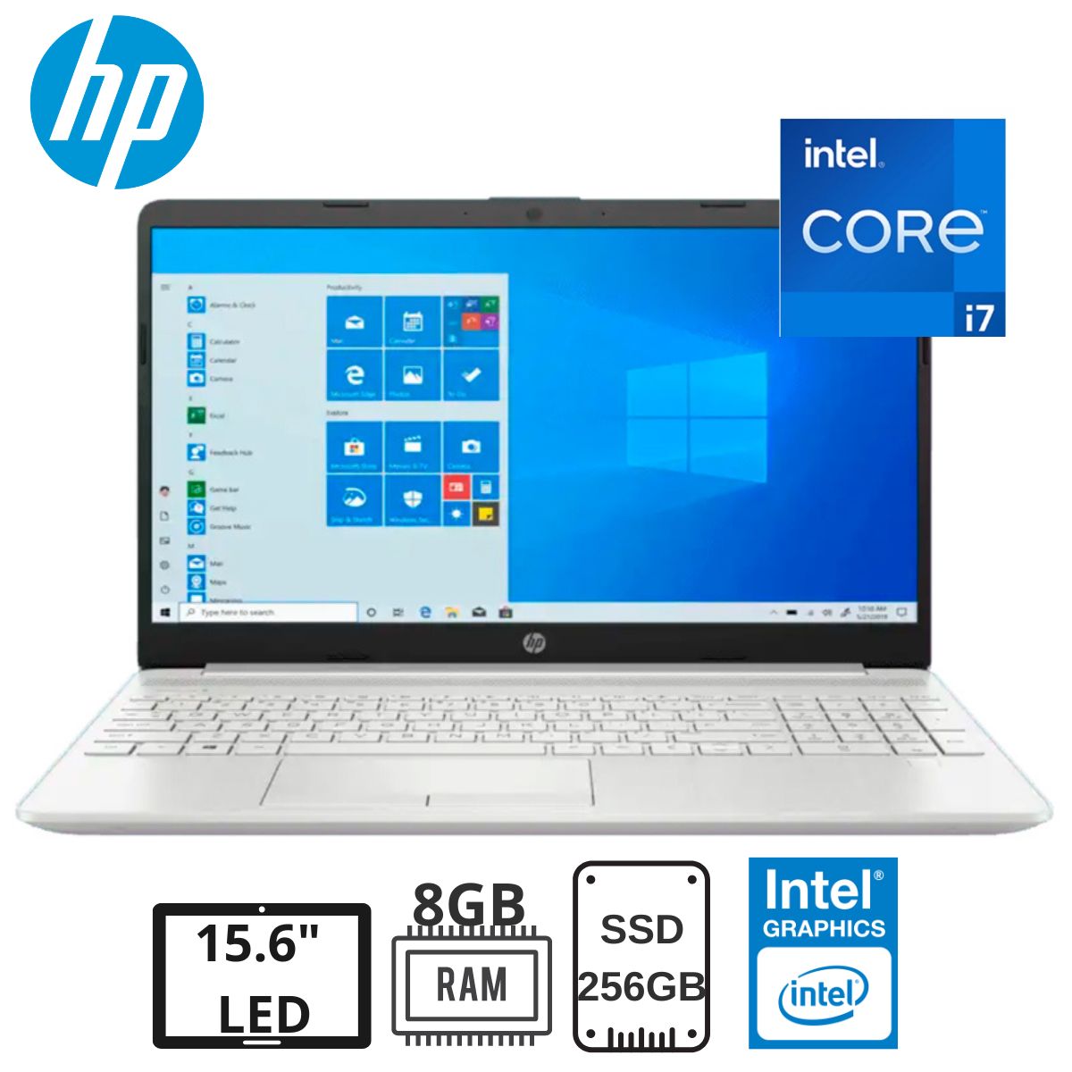 Laptop Hp 15-Dw1073La 15.6' Hd Intel Core i7 8Gb 256Gb W10