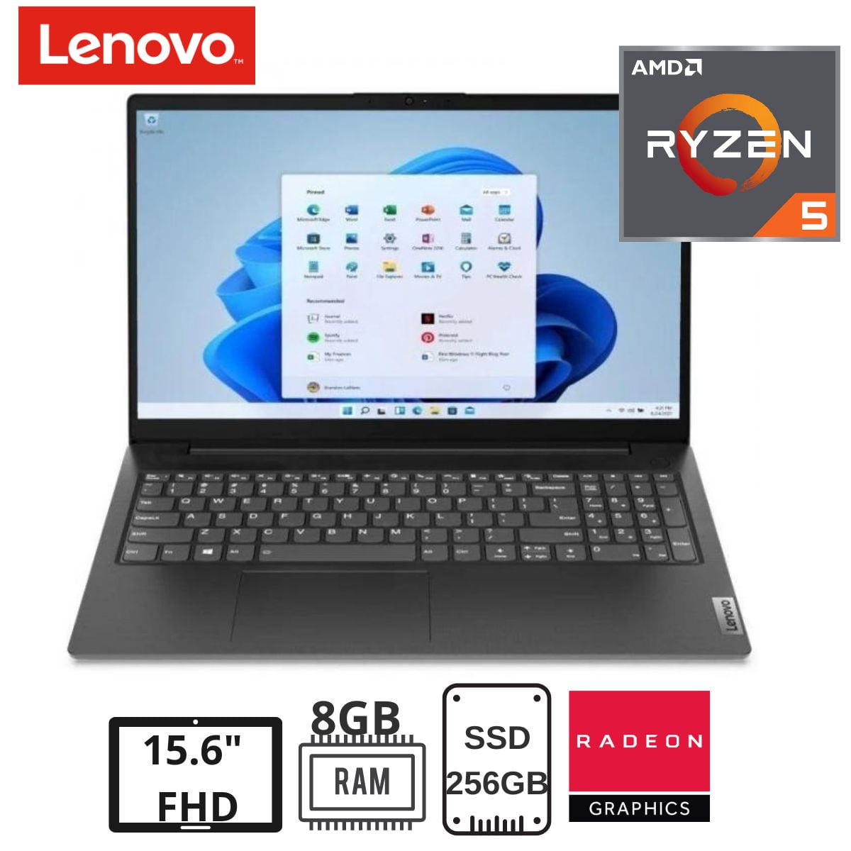 Laptop Lenovo V15 G2 Alc Amd Ryzen 5 5500U 15.6" Fhd  8Gb Ddr4 256Gb Ssd Freedos