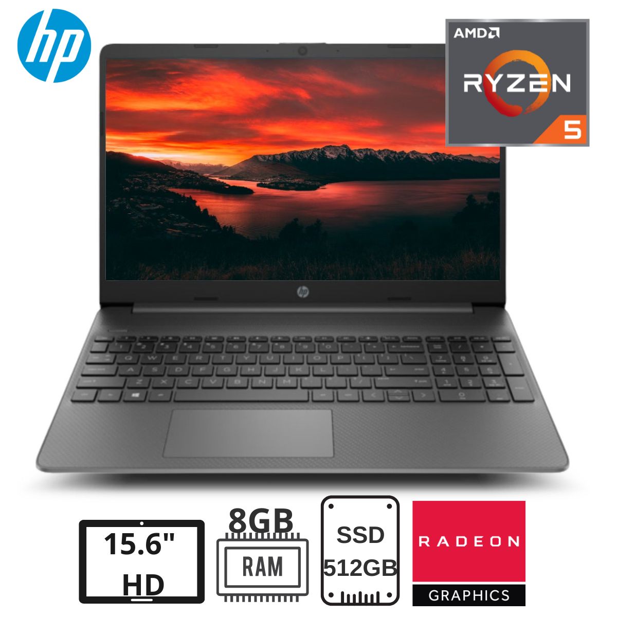 Laptop Hp 255 G9 Amd Ryzen 5 15.6" Hd 8Gb Ddr4 512Gb Ssd FreeDos